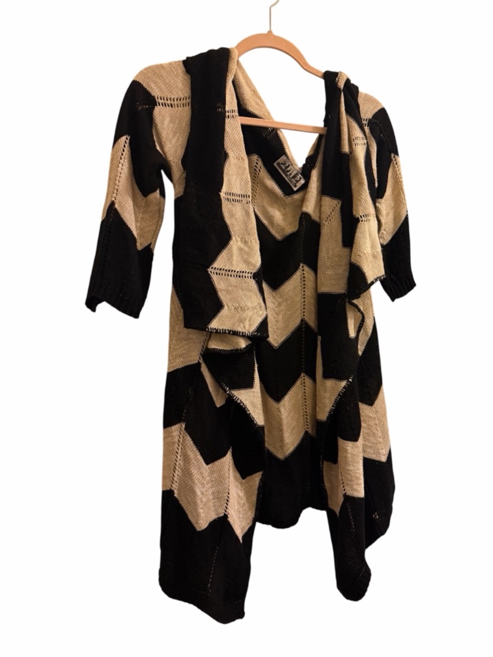 Chevron Open-Front Cardigan Sweater